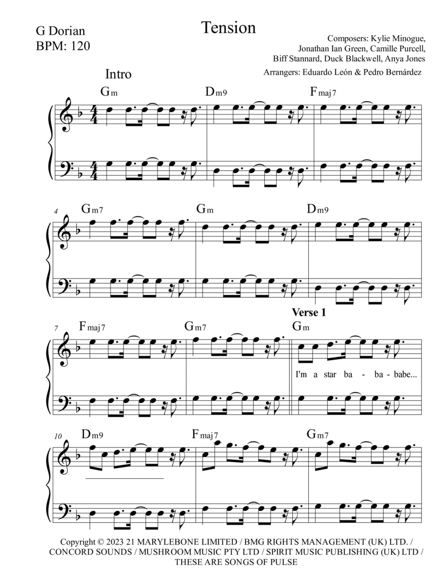 Tension Piano Solo scores gallery preview page 1