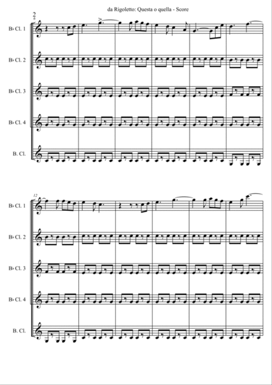 Famous Arias from Rigoletto Woodwind Quintet scores gallery preview page 2