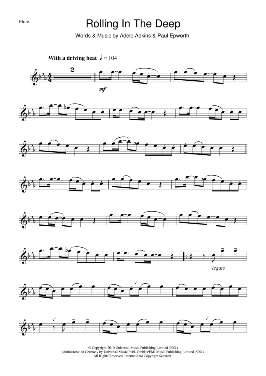 Rolling In The Deep Rolling In The Deep Flute Solo scores gallery preview page 1