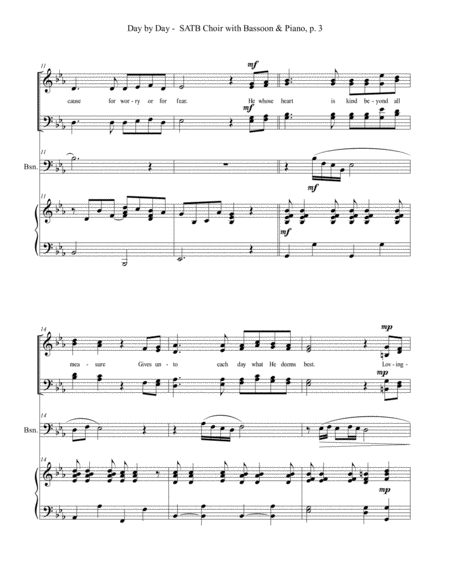 DAY BY DAY (SATB Choir with Bassoon & Piano - Score & Parts included) image number null