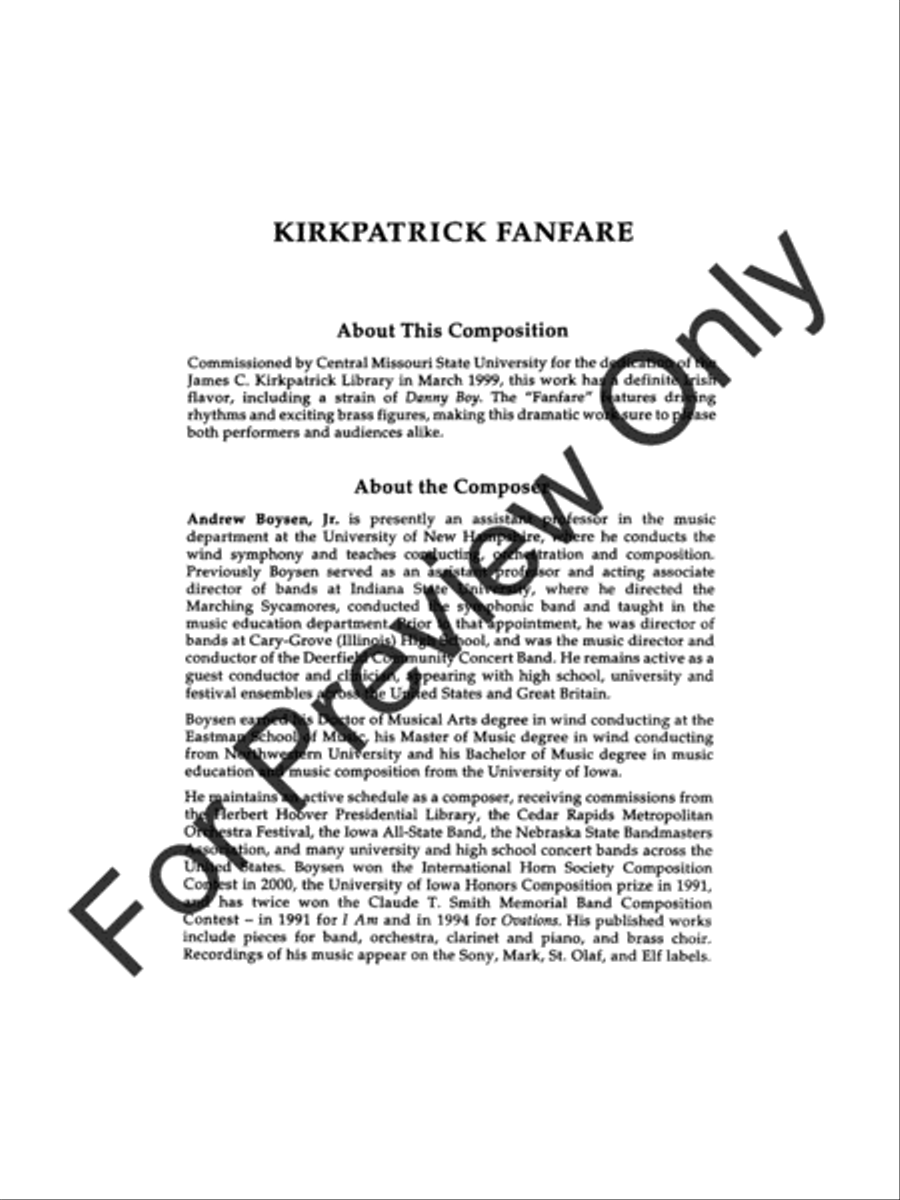 Kirkpatrick Fanfare (Score) Concert Band scores gallery preview page 3