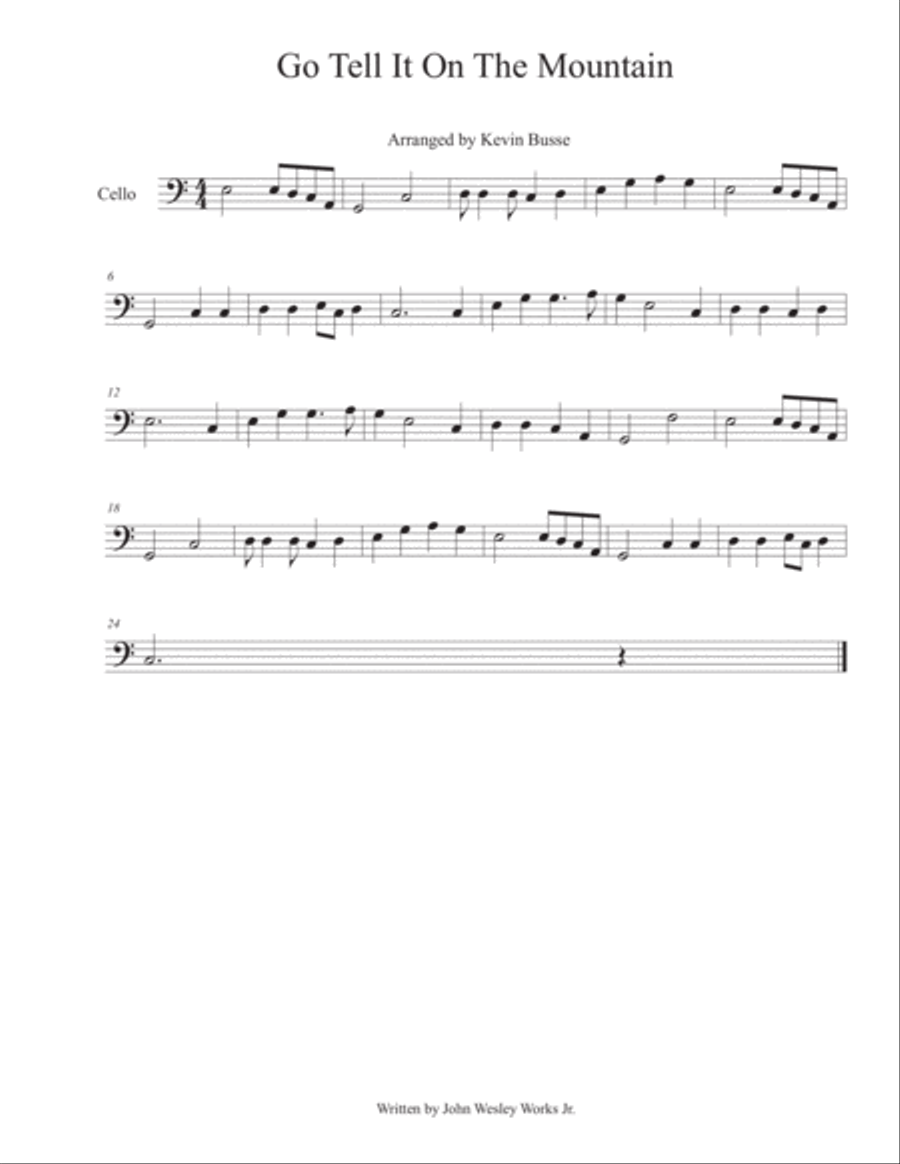 Go Tell It On The Mountain - Cello Cello Solo scores gallery preview page 1