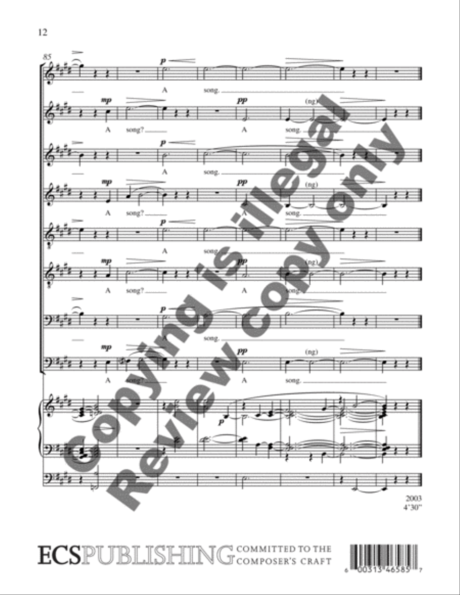 An Echoing Song 4-Part scores gallery preview page 7