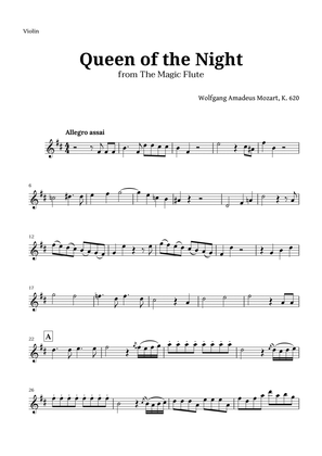 Book cover for Queen of the Night by Mozart for Violin Solo