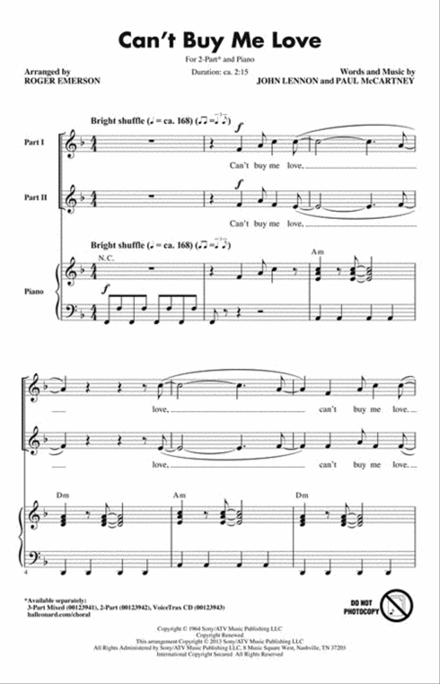 Can't Buy Me Love 2-Part scores gallery preview page 2