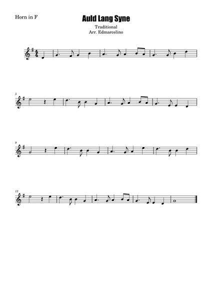 Auld Lang Syne FRENCH HORN sheet music. image number null