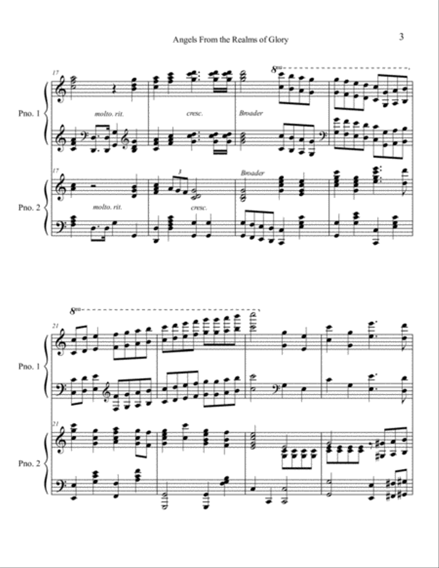 Angels From the Realms of Glory 2 Pianos, 4-Hands scores gallery preview page 3