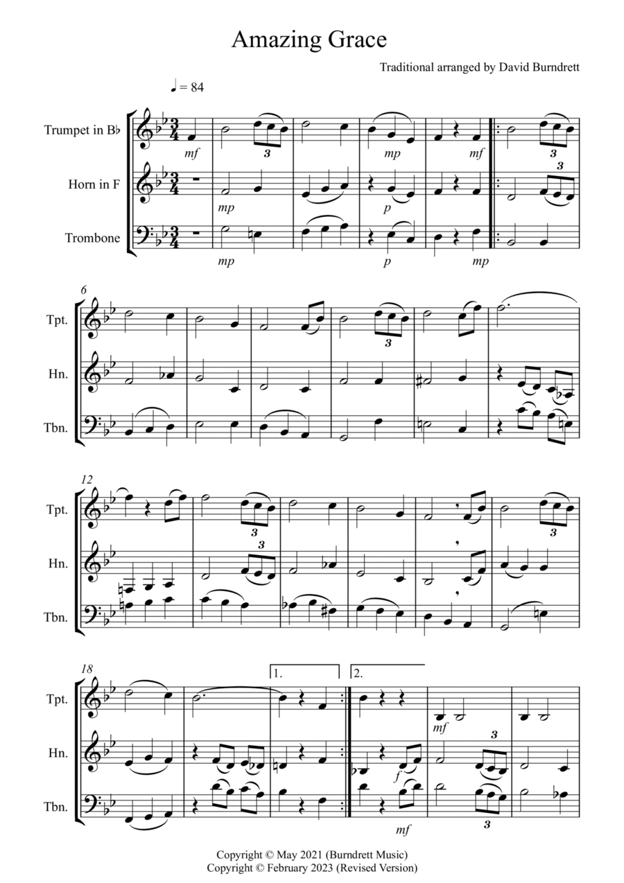 Amazing Grace for Brass Trio Brass Trio scores gallery preview page 1