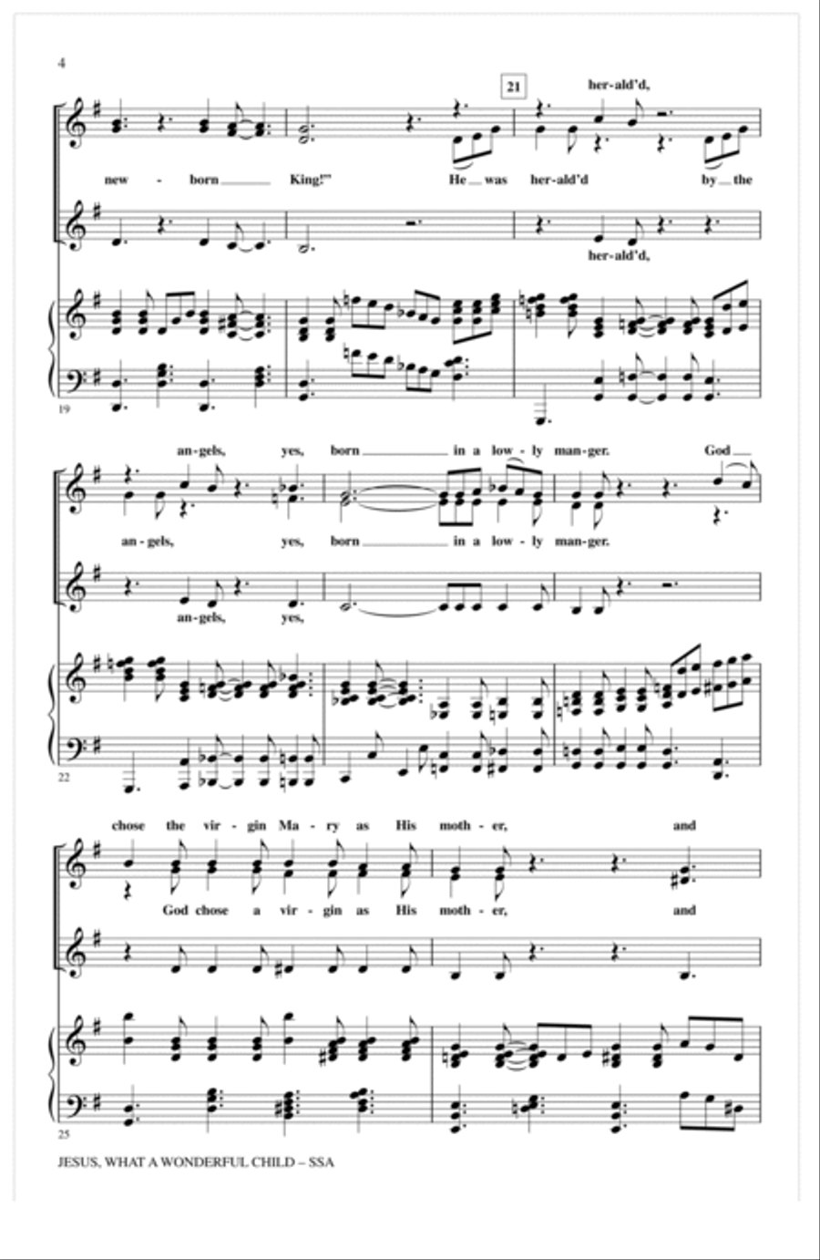 Jesus, What A Wonderful Child SSA scores gallery preview page 3