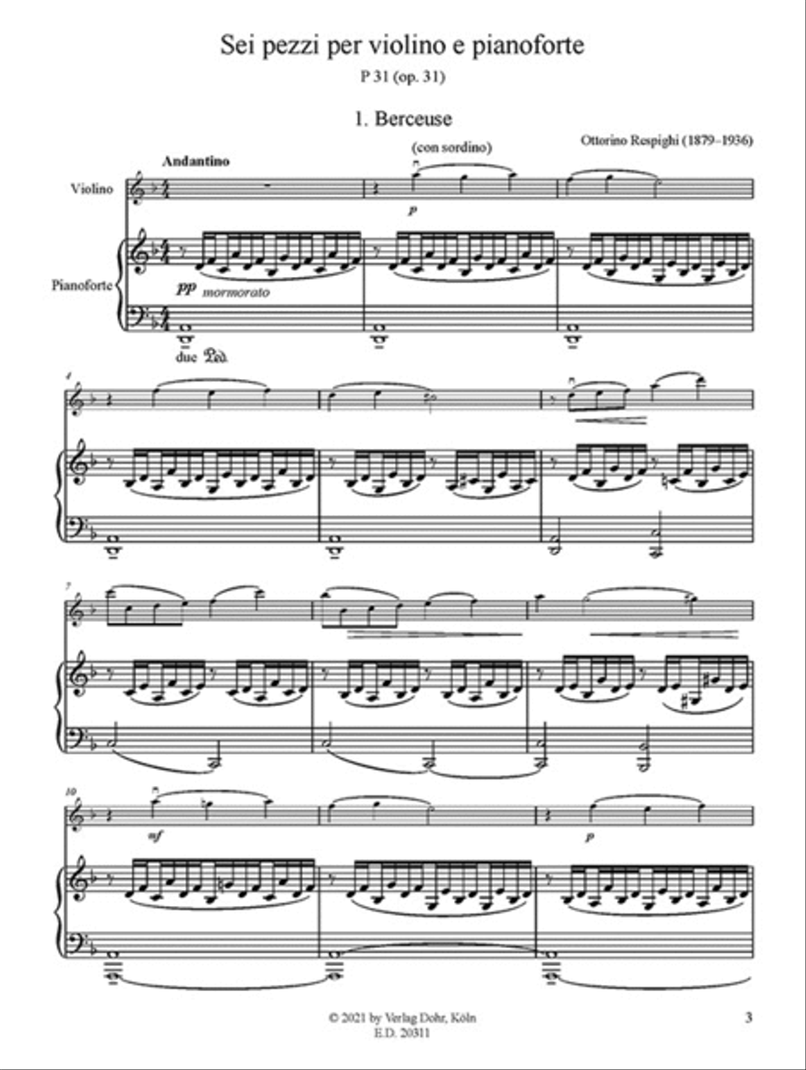 Sei Pezzi für Violine und Klavier op. 31 P 31 Violin Solo scores gallery preview page 2