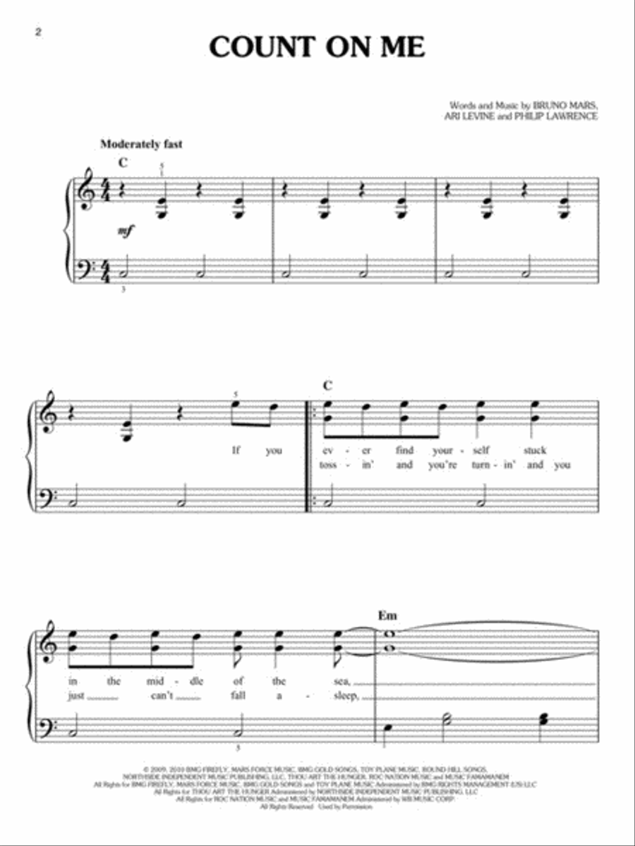 Best of Bruno Mars Easy Piano scores gallery preview page 3