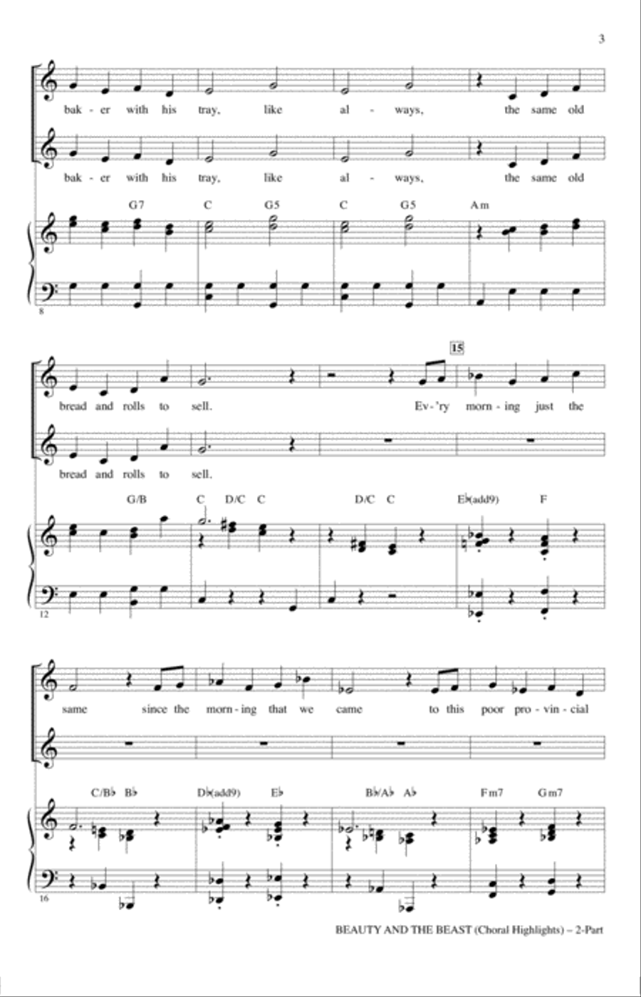 Beauty and The Beast (Choral Highlights) 2-Part scores gallery preview page 2