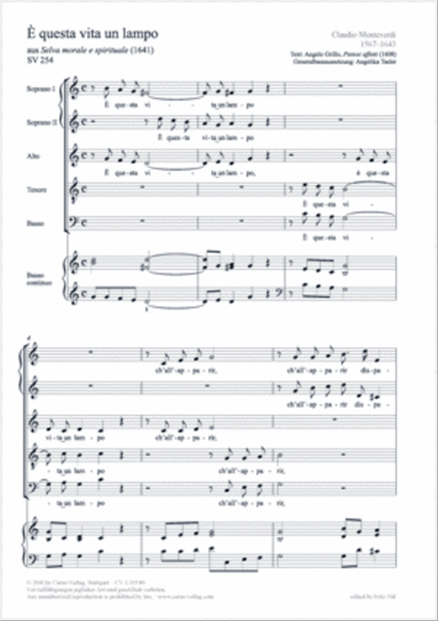 E questa vita un lampo SV 254 SSATB scores gallery preview page 1