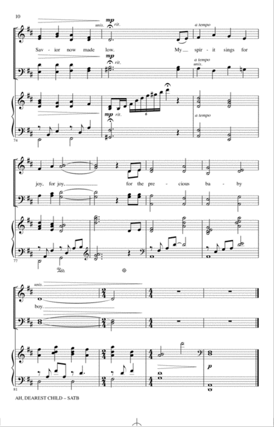 Ah, Dearest Child (arr. Joshua Metzger) 4-Part scores gallery preview page 9