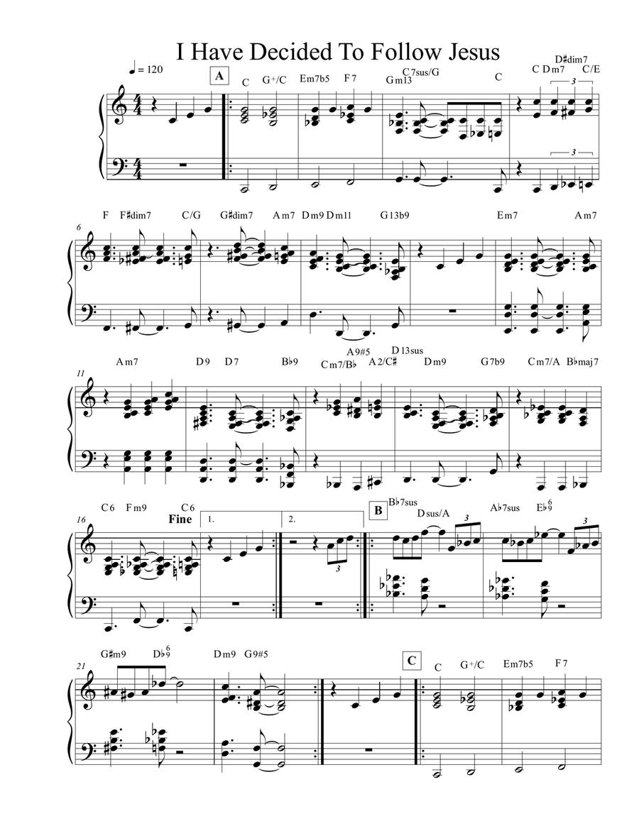 I Have Decided To Follow Jesus Jazz Ensemble scores gallery preview page 2