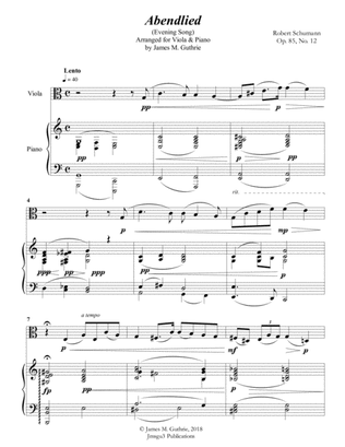 Schumann: Abendlied for Viola & Piano
