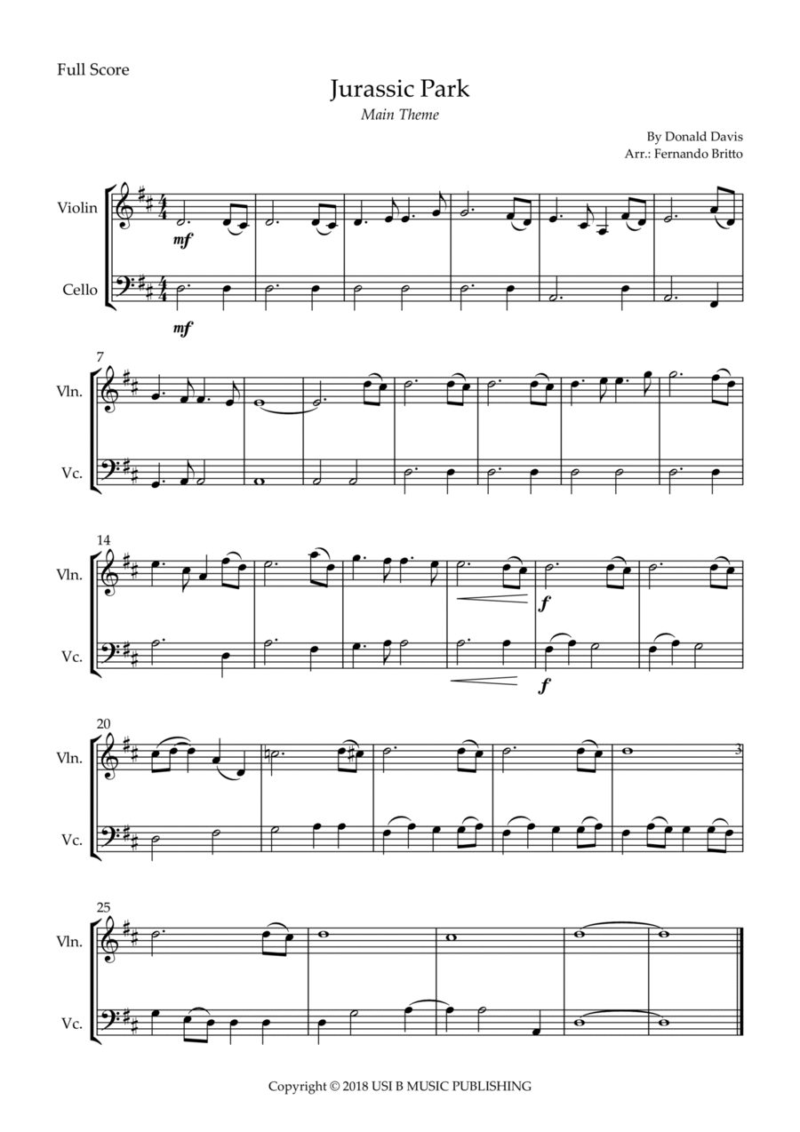 Jurassic Park Iii String Duet scores gallery preview page 1