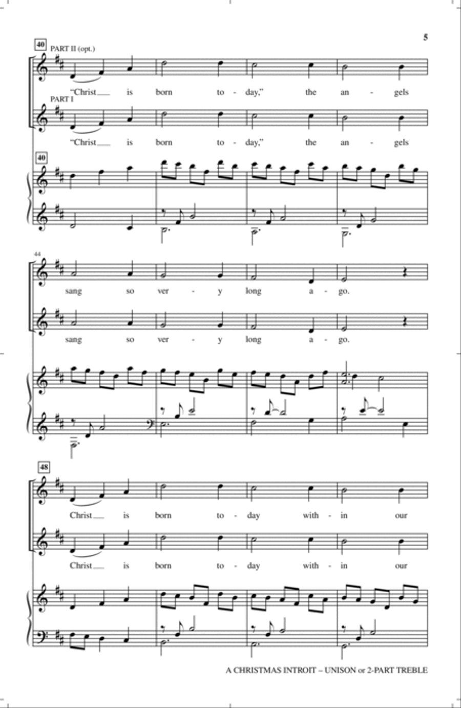 A Christmas Introit (Hodie Christus Natus Est) 2-Part scores gallery preview page 4