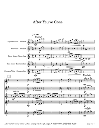 Book cover for After You've Gone by Layton for Saxophone Quartet in Schools