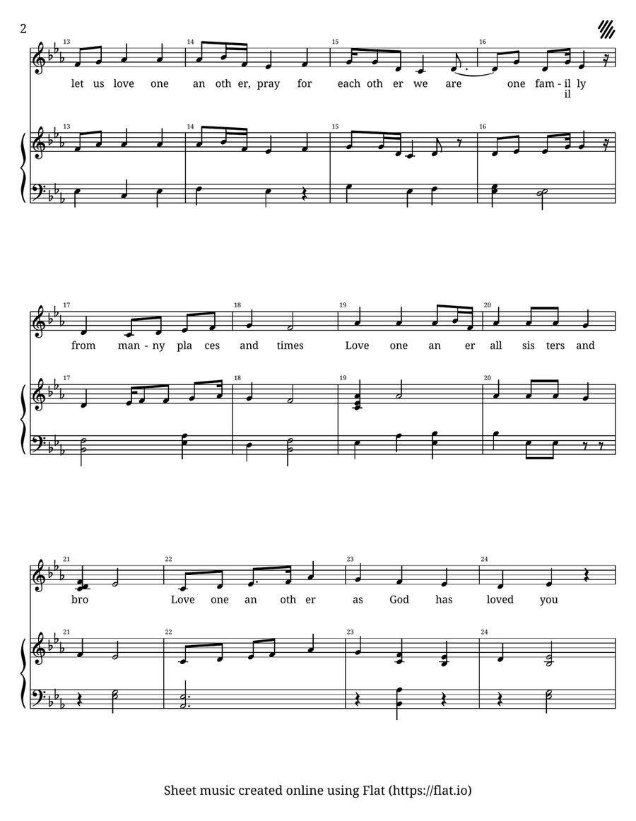 Love one another Unison Choir scores gallery preview page 2