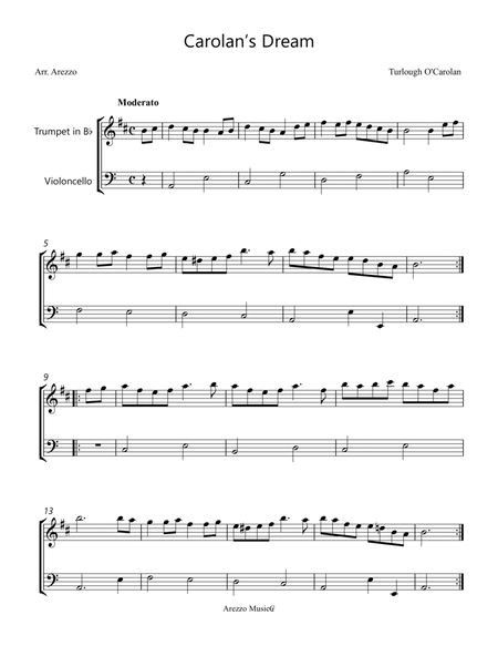 carolan's dream - trumpet and cello sheet music turlough'o carolan image number null