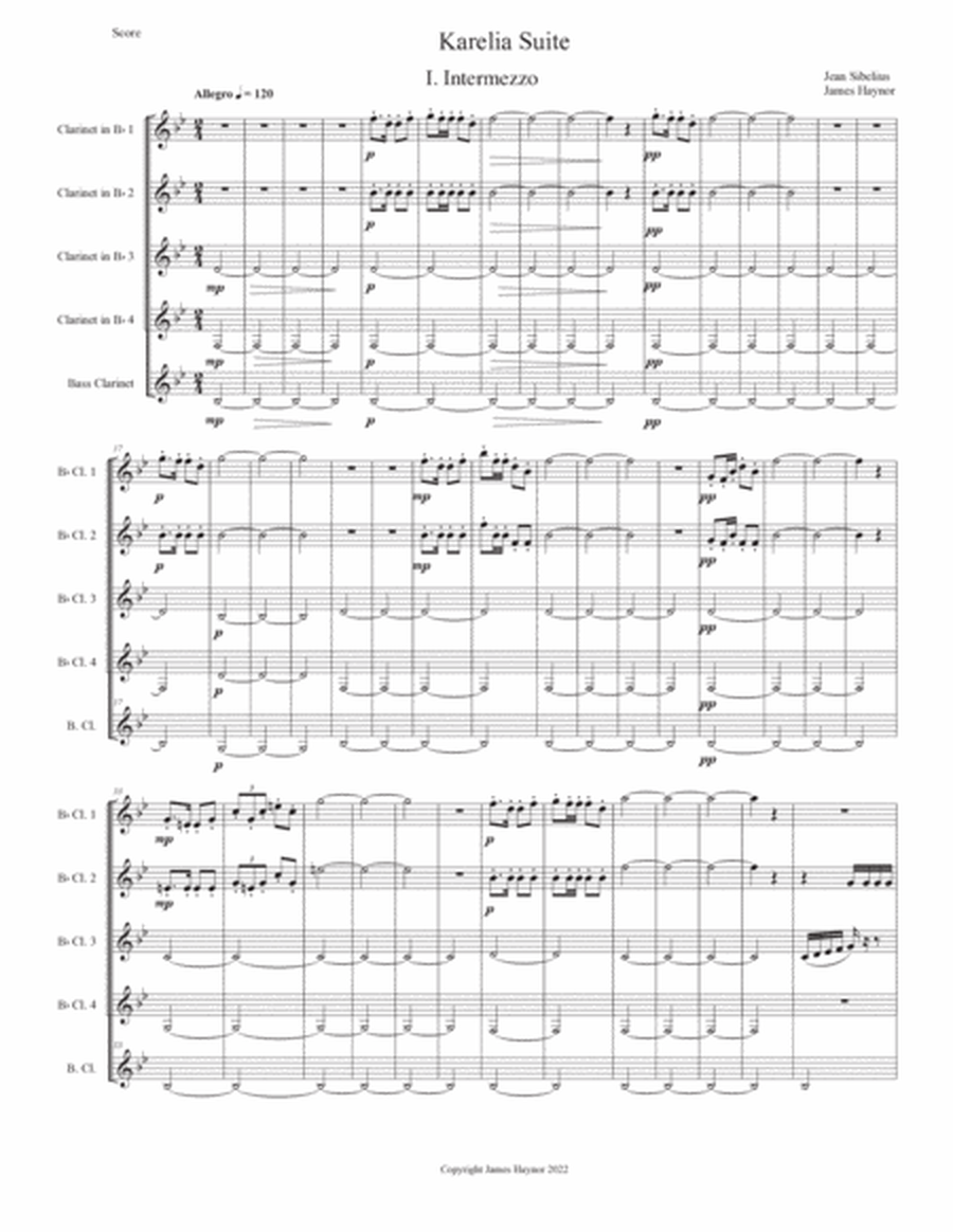 Karelia Suite for Clarinet Quintet image number null