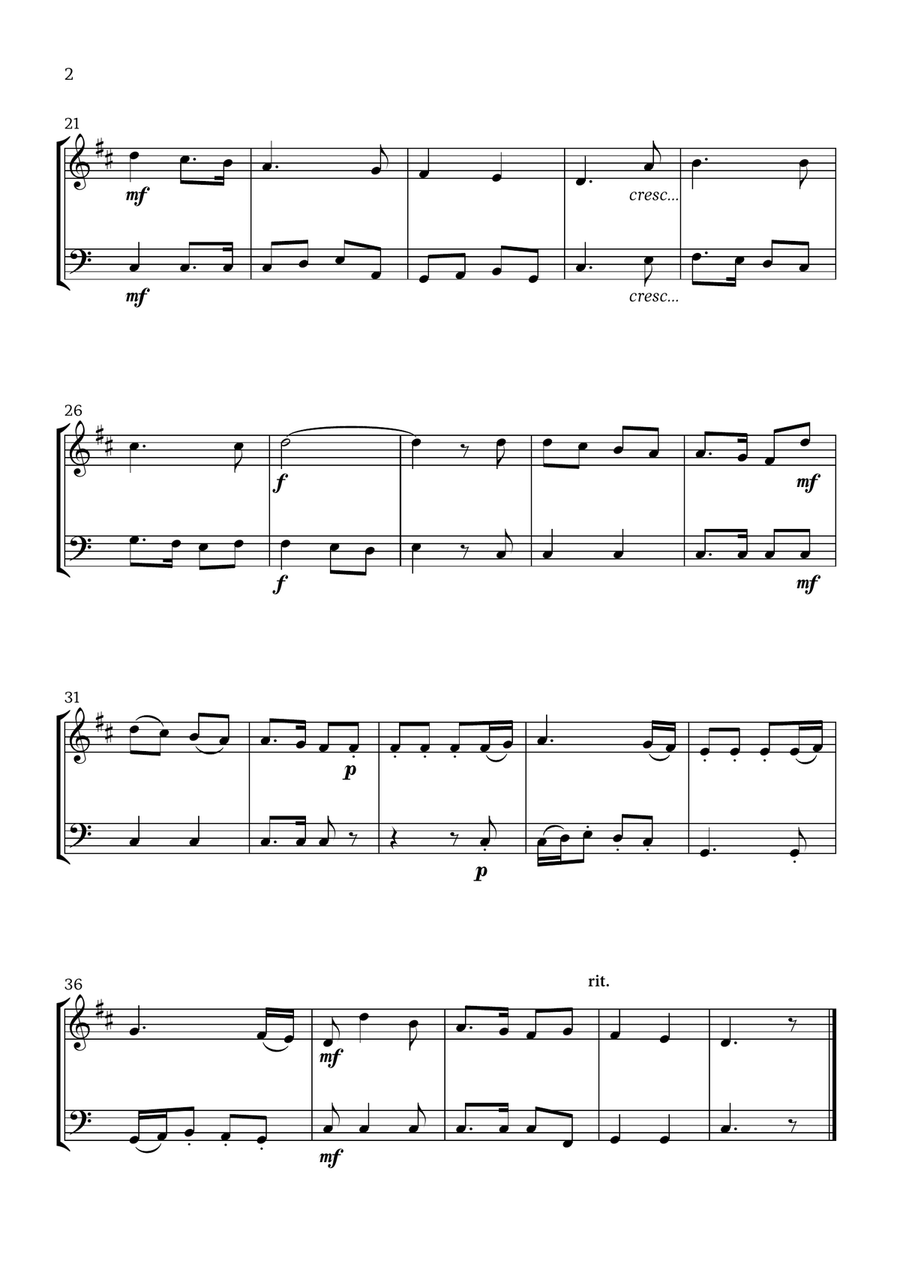 Joy to the World (Clarinet and Bassoon) - Christmas Carol Woodwind Duet scores gallery preview page 2