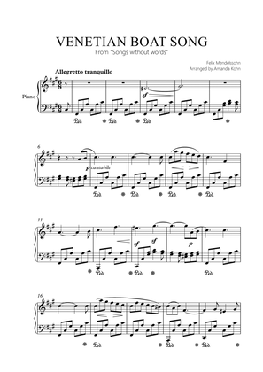 Book cover for Venetian Boat Song - F. Mendelssohn - easy piano