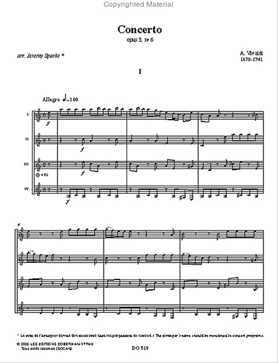 Concerto op. 3, no. 6 Guitar Ensemble scores gallery preview page 2