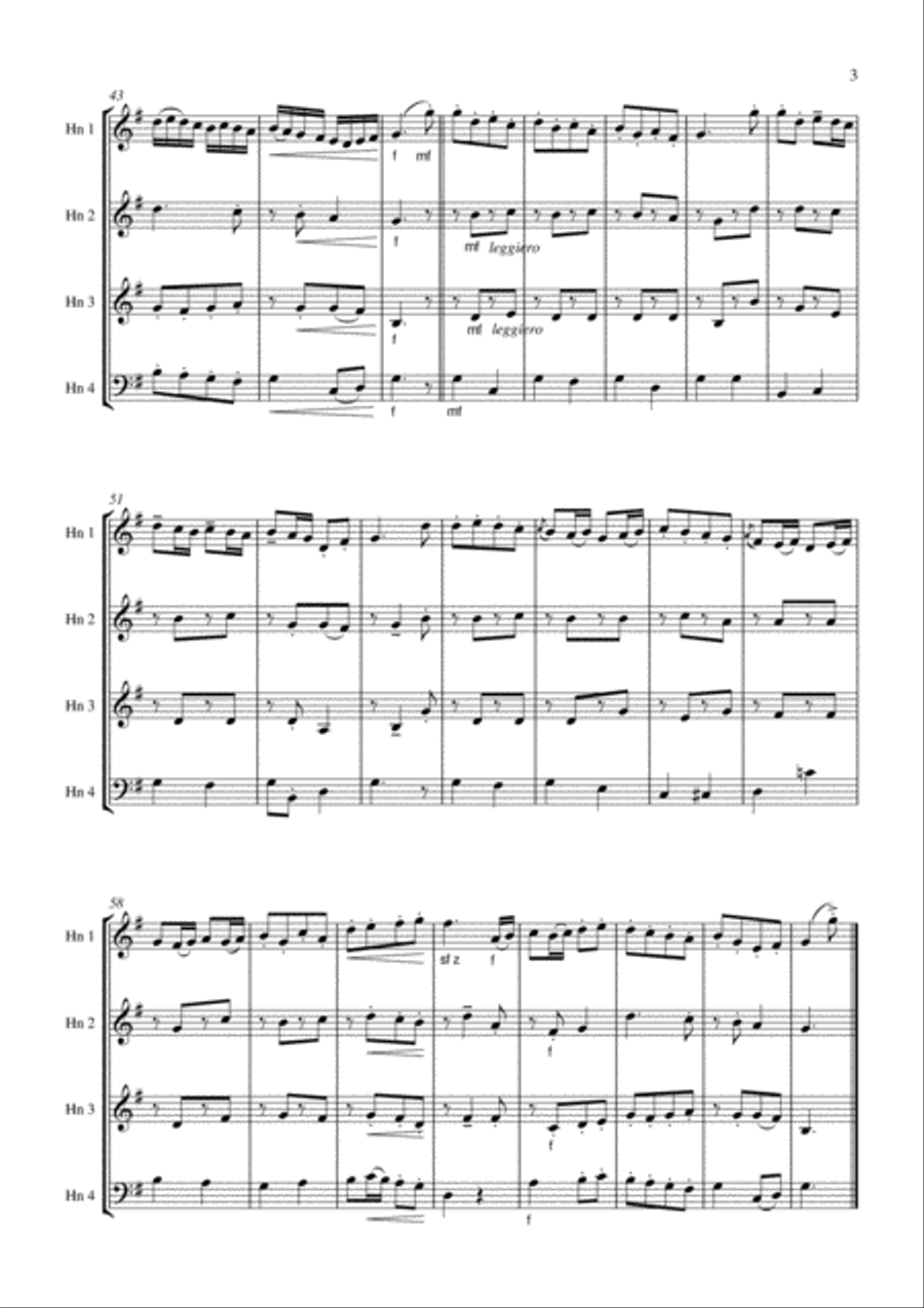 Le Basque for Horn Quartet (Dennis Brain's famous encore) French Horn Quartet scores gallery preview page 4