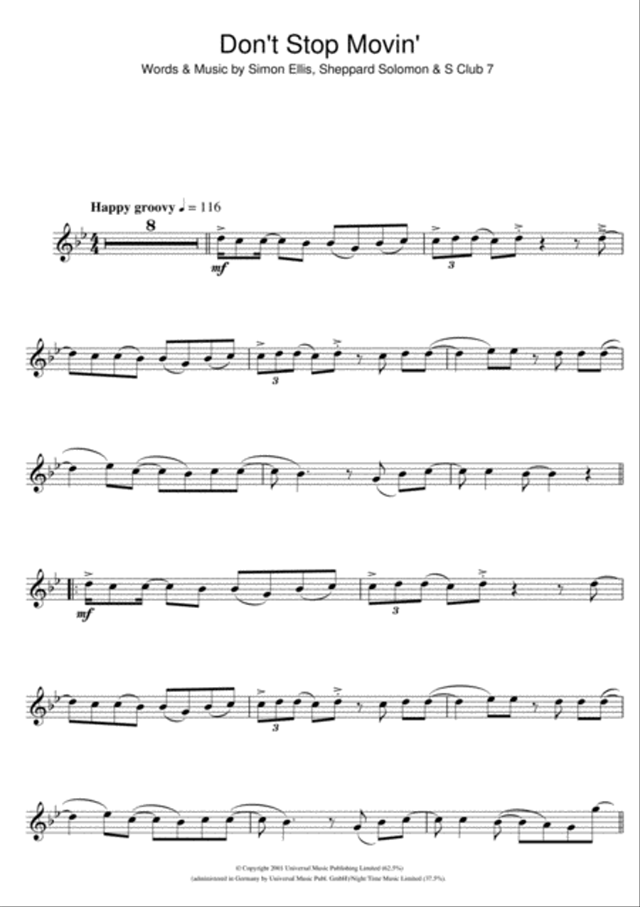 Don't Stop Movin' Flute Solo scores gallery preview page 1