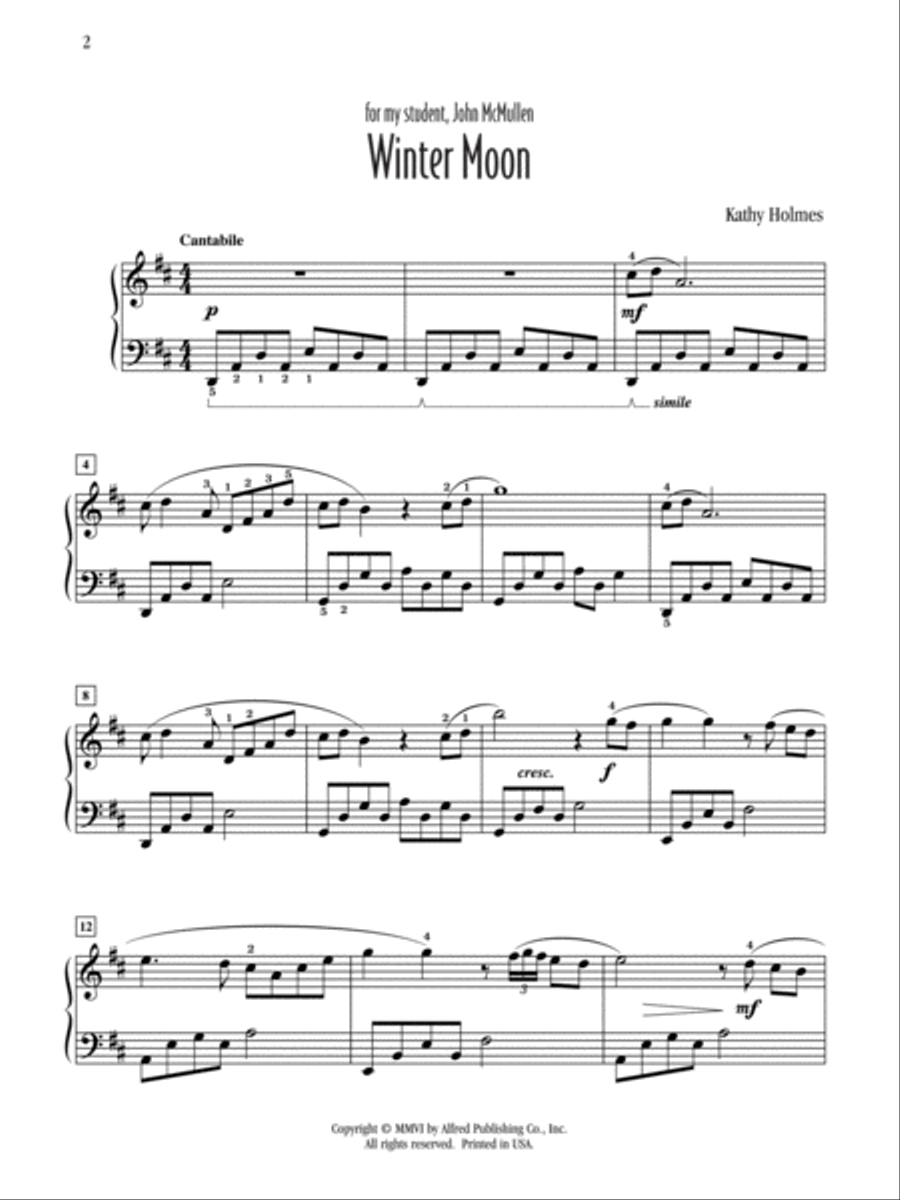 Winter Moon Piano Solo scores gallery preview page 2
