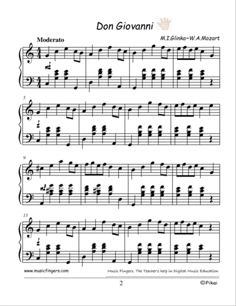 Don Giovanni. Glinka~Mozart. Lev. 4. Variations. Piano Method scores gallery preview page 2