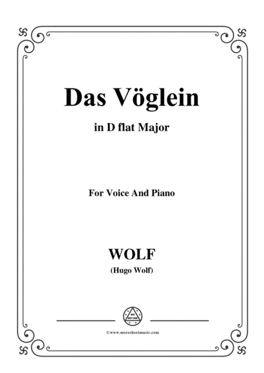 Wolf-Das Vöglein in D flat Major,for Voice and Piano image number null