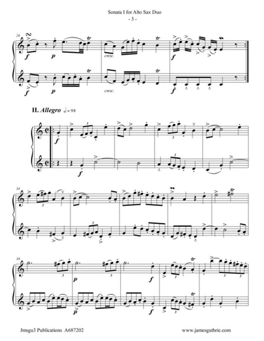 Sammartini: Sonata Op. 1 No. 1 for Alto Sax Duo image number null