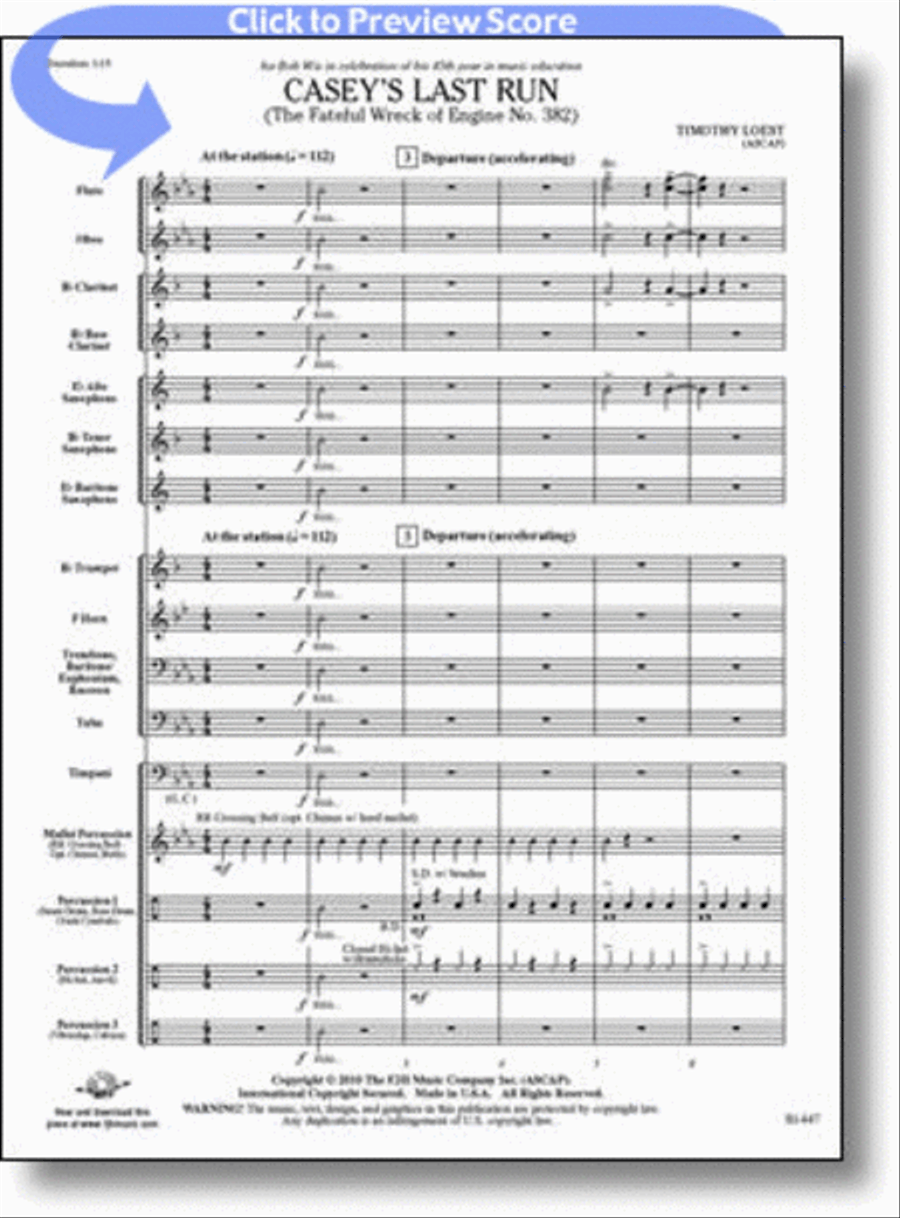 Casey's Last Run Concert Band scores gallery preview page 1