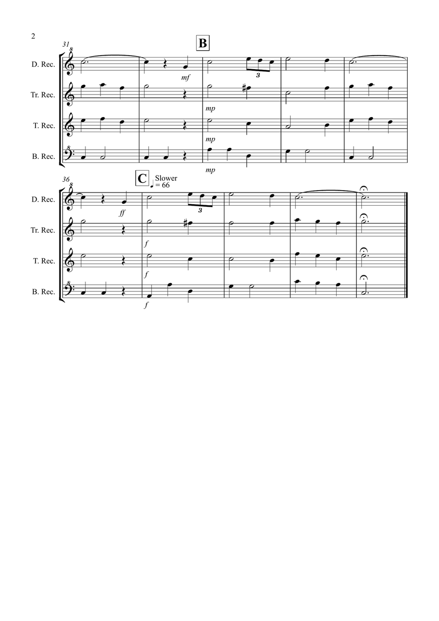 Amazing Grace for Recorder Quartet Small Ensemble scores gallery preview page 2