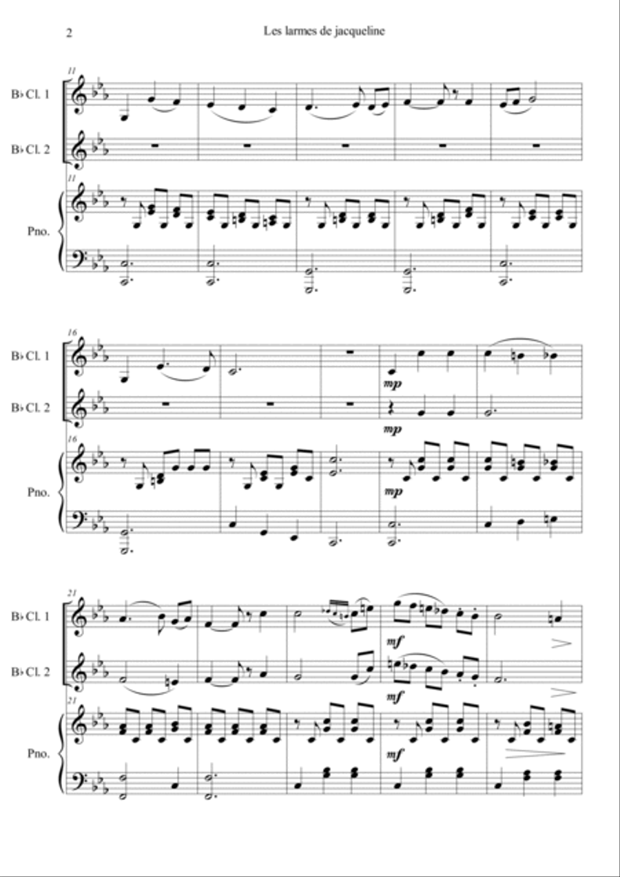 Jacqueline's Tears Clarinet Duet scores gallery preview page 2