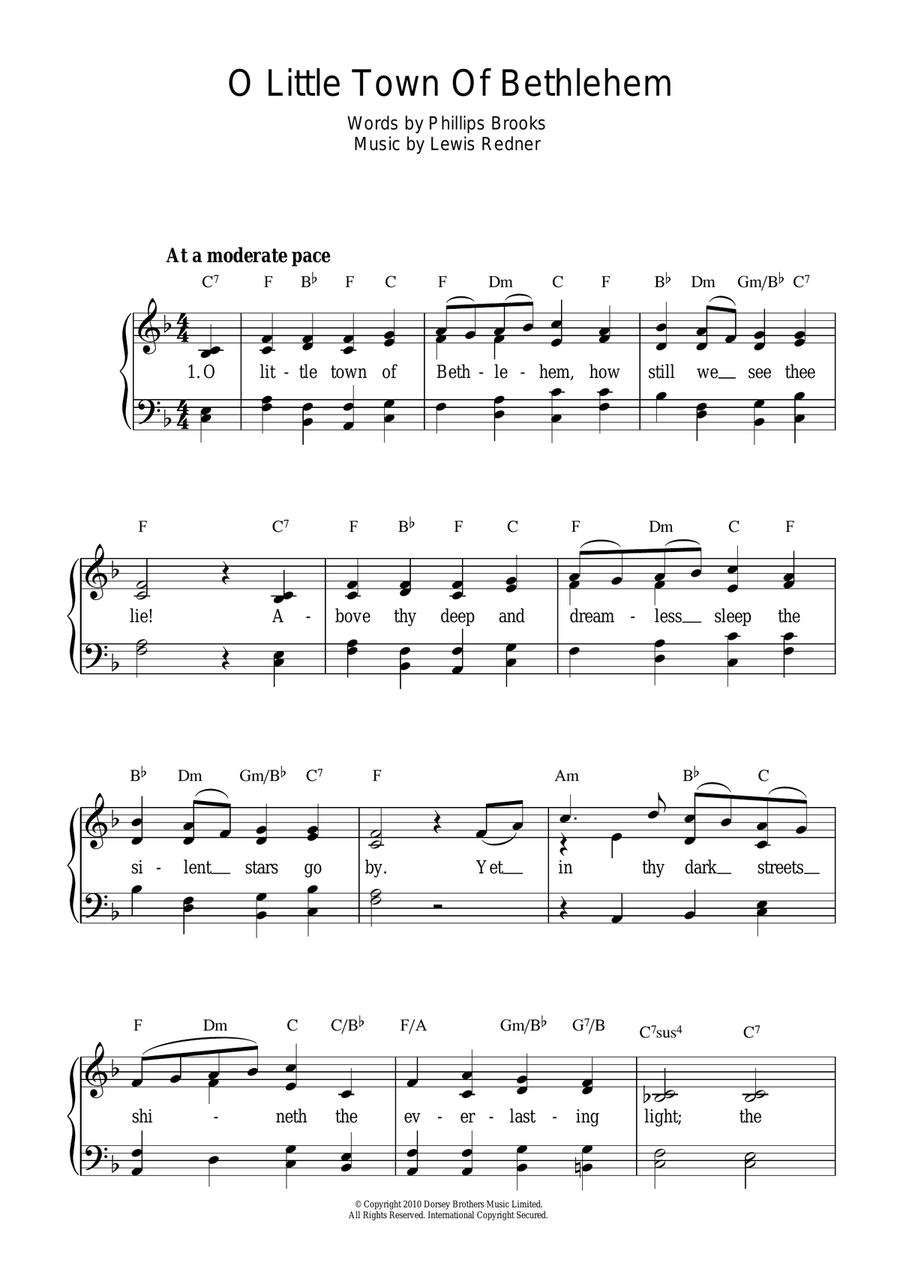 O Little Town Of Bethlehem Piano, Vocal scores gallery preview page 1