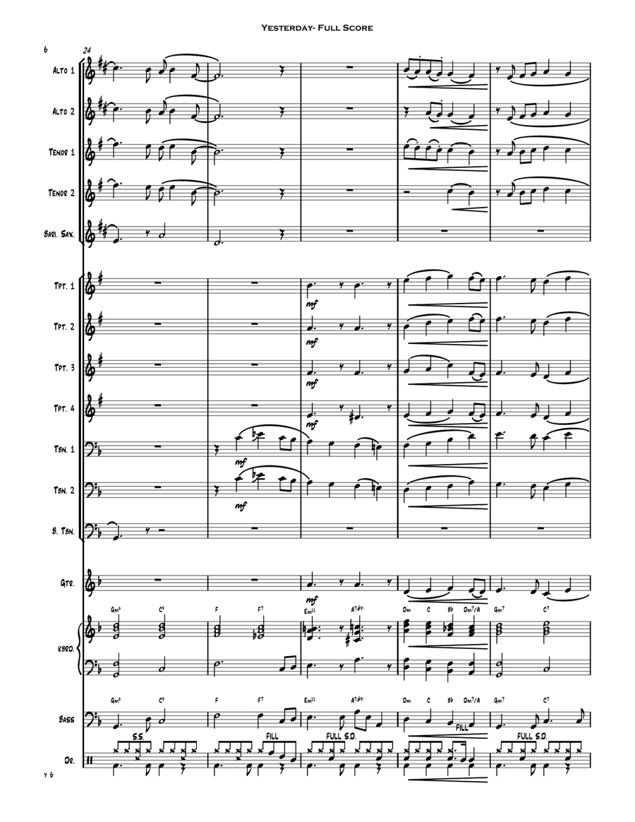 Yesterday Jazz Ensemble scores gallery preview page 6