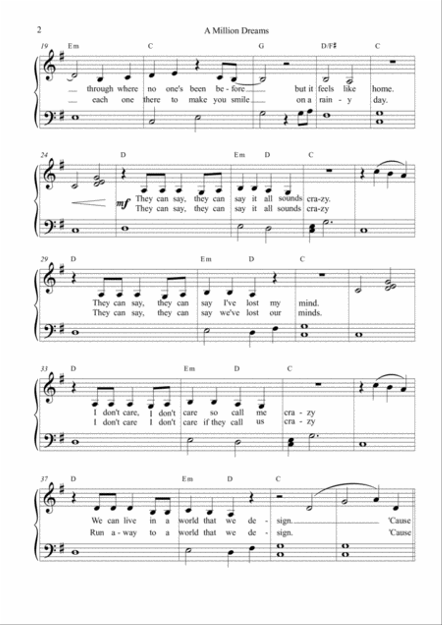 A Million Dreams A Million Dreams Voice scores gallery preview page 2