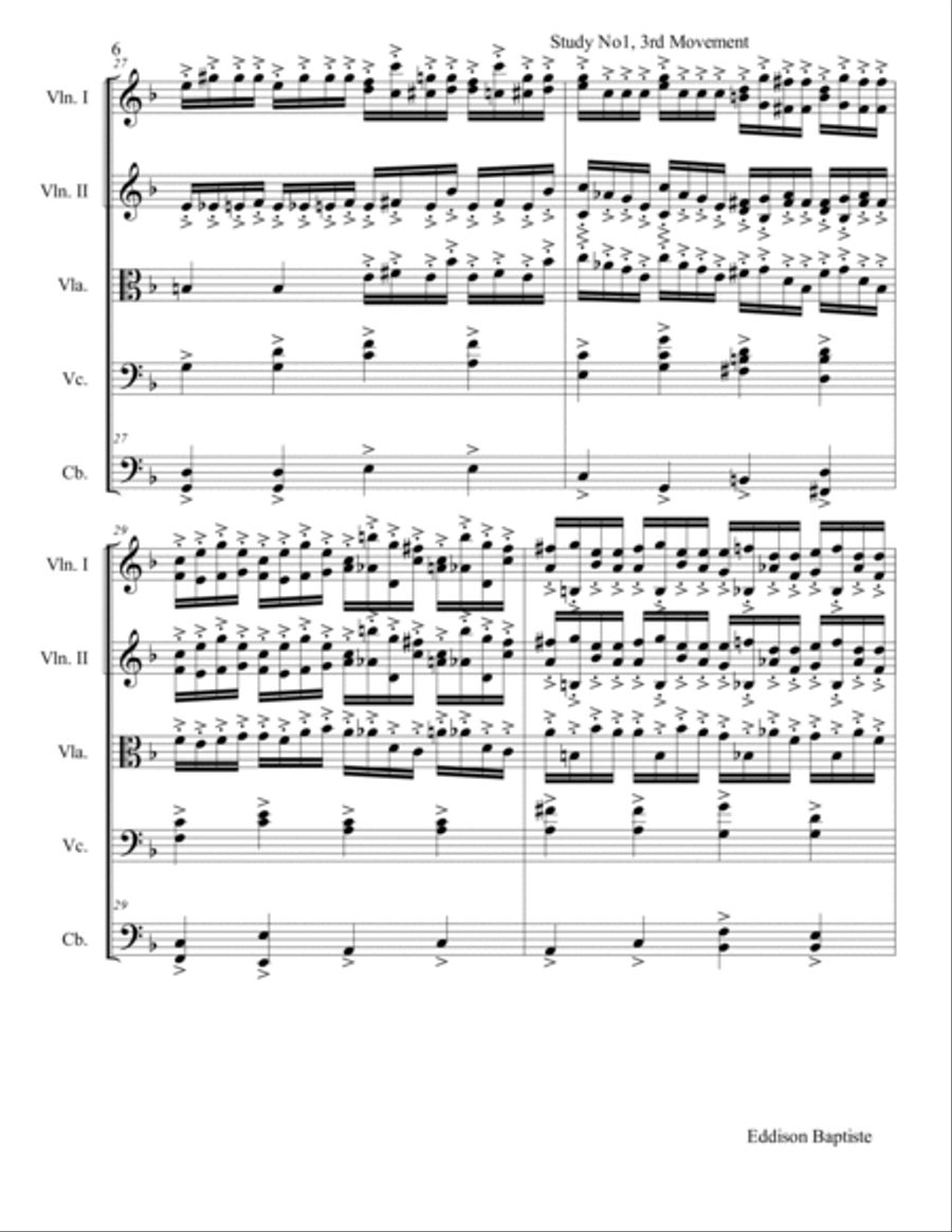 Study No1, 3rd Movement AIIEGRETTO AGITATO String Orchestra scores gallery preview page 6