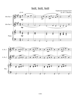 Book cover for Still, Still, Still (Alto Sax Duet) with optional piano accompaniment