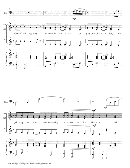 AMERICA, HONOR GOD (Ladies Trio - SSA with Trombone & Piano) image number null