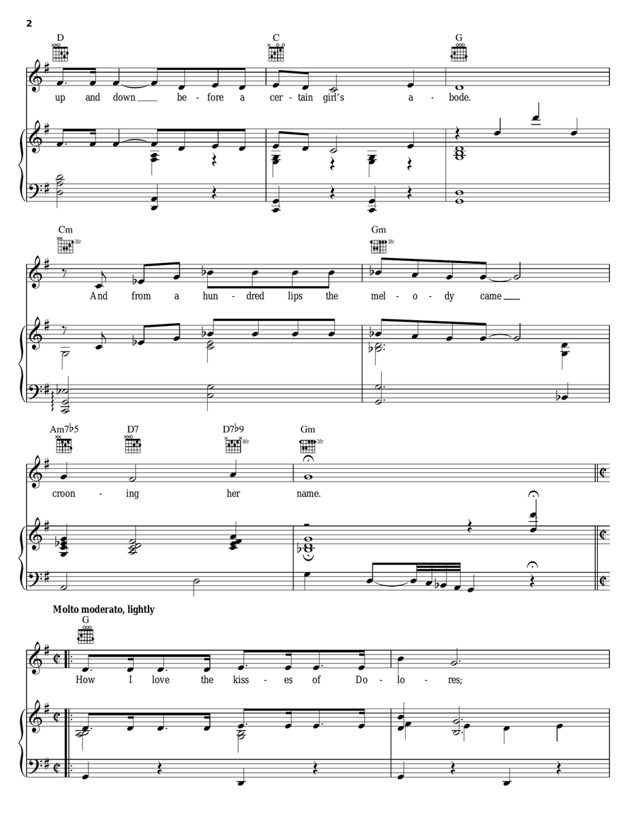 Dolores Dolores Piano, Vocal, Guitar scores gallery preview page 2