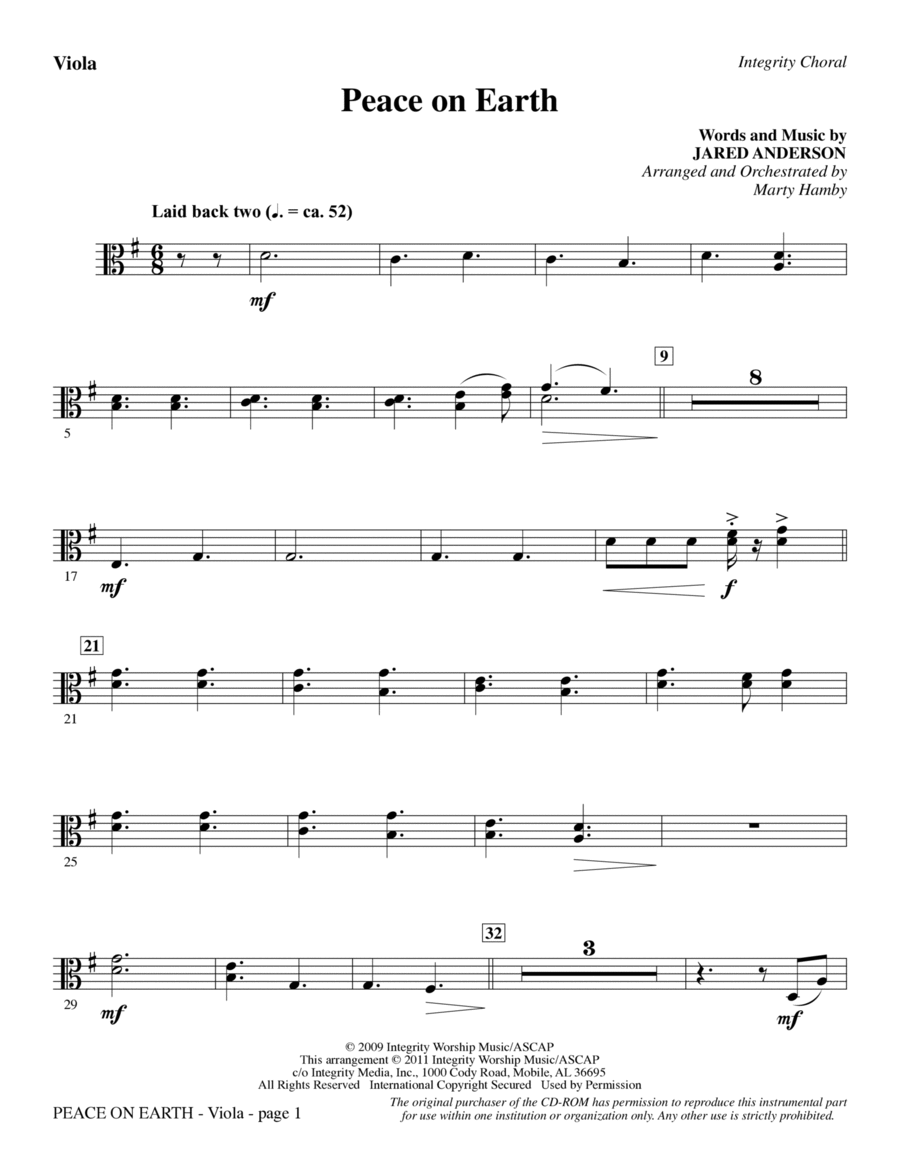 Peace On Earth - Viola Choir scores gallery preview page 1