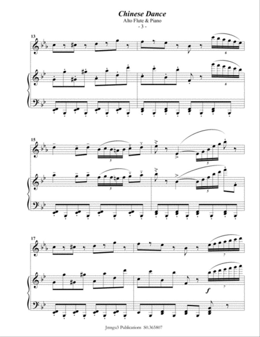 Tchaikovsky: Chinese Dance from Nutcracker Suite for Alto Flute & Piano Flute Solo scores gallery preview page 4