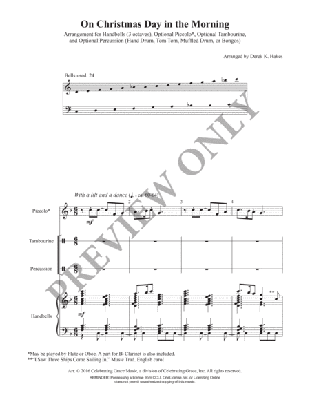 On Christmas Day in the Morning Handbell Part (Print) image number null