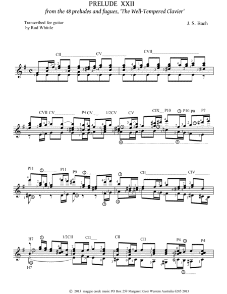 Prelude XXII from the 48 preludes and fugues, 'The Well Tempered Clavier' image number null