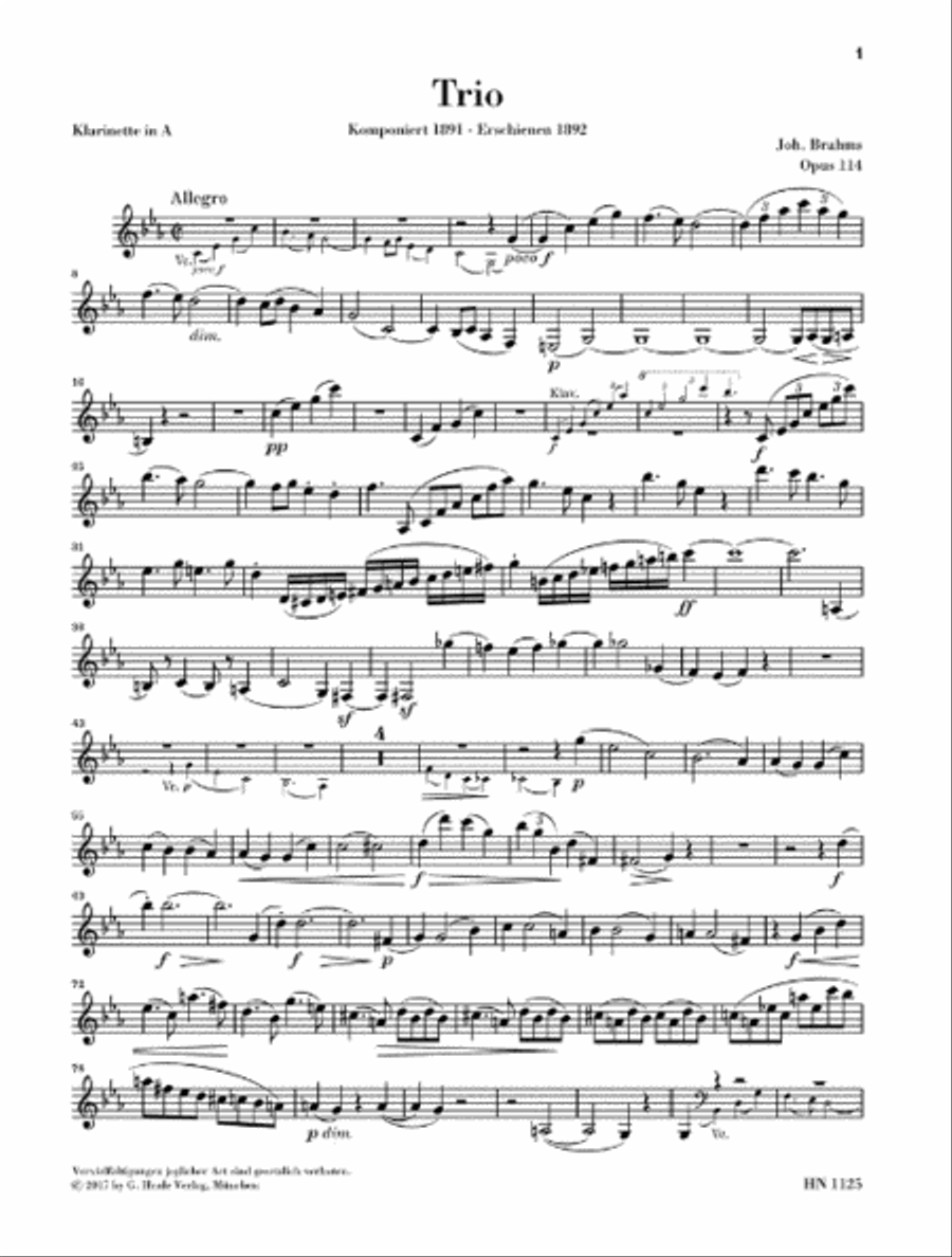 Trio in A Minor, Op. 114 – Revised Edition Clarinet scores gallery preview page 5